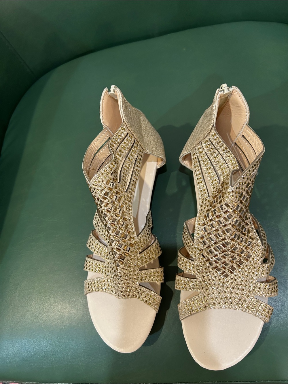 Women's Gold Embellished Strappy Sandals